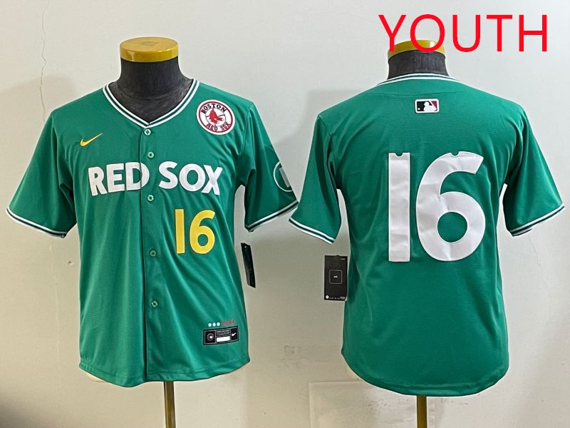 Youth Boston Red Sox #16 No Name Green Joint Name Nike 2025 MLB Jersey style 8